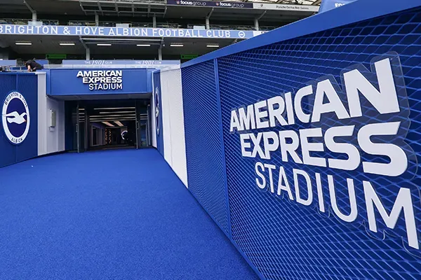 American Express Stadium sign inside player tunnel