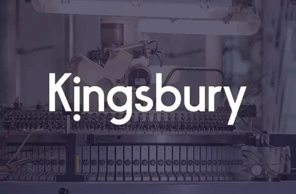 Kingsbury logo over image of machinery