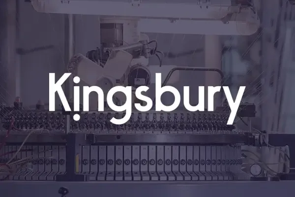 Kingsbury logo over image of machinery