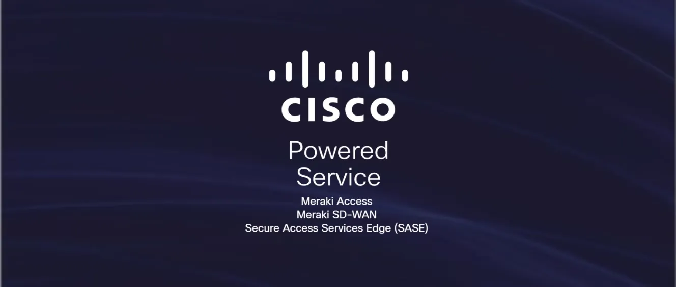 Cisco Powered Managed Service logo over blue background