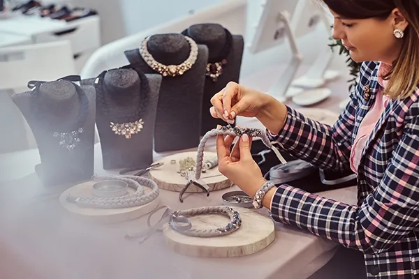 Woman creating jewellery