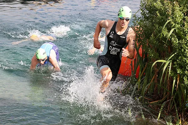 Jude Clayton running through water