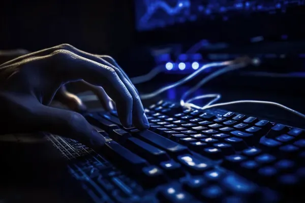 Hand typing on a keyboard