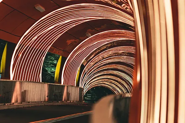 Arched tunnel with lights
