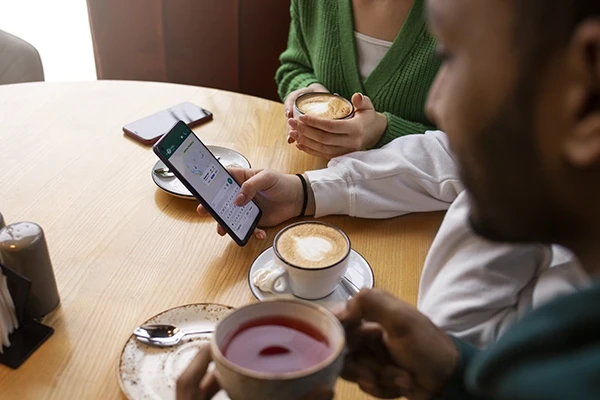 People using wifi in a cafe