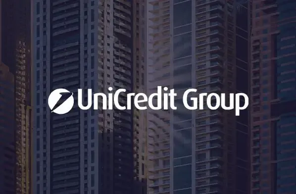 UniCredit Group logo with an office block in the background