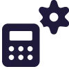 Calculator with a cog in the top right corner icon